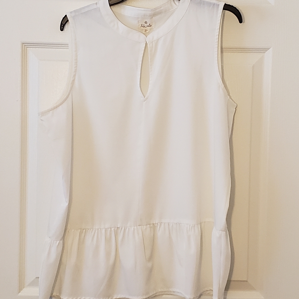 Tres Jolie White Keyhole Blouse | Women's L